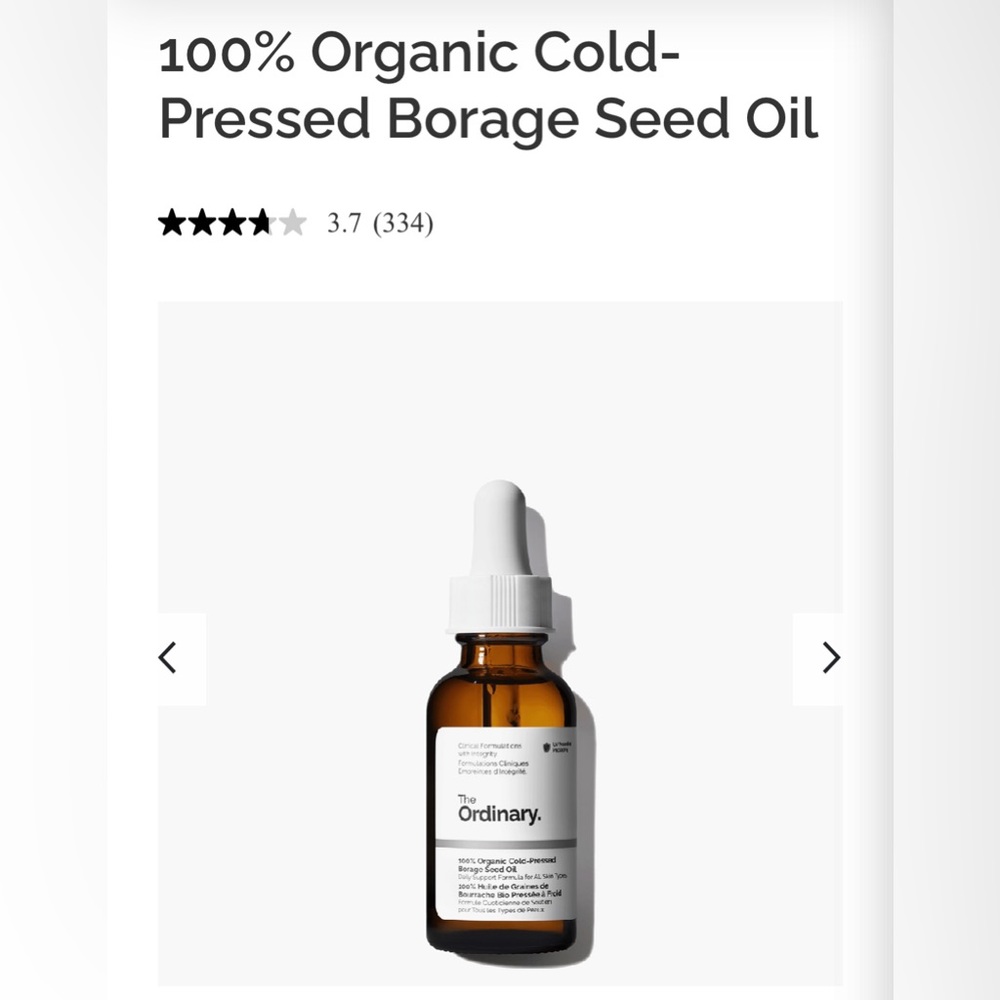 The Ordinary 100% Organic Cold Pressed Borage Sees Oil.  New.  30ml.  Unisex.